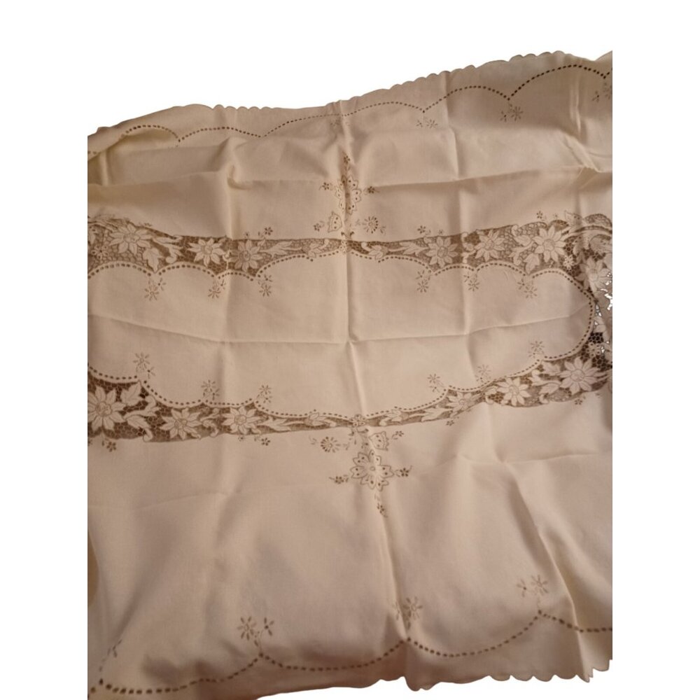 NOS Vintage Madeira Daisy Floral Cutwork Tablecloth Set With Delicate Embroidery - Picture 13 of 14